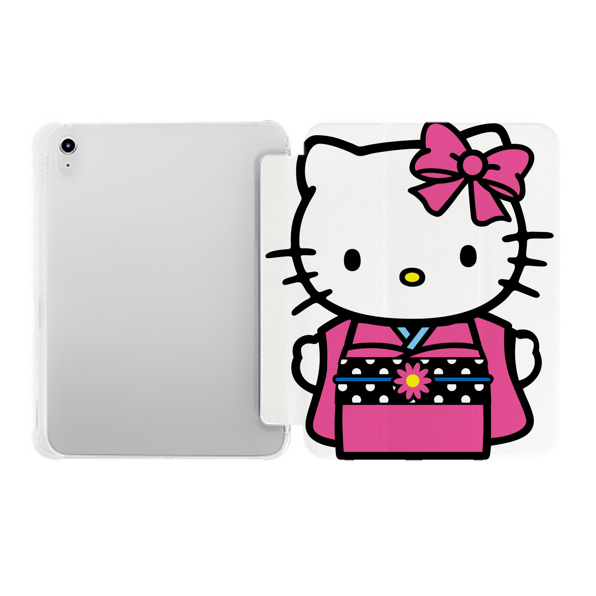（画像用） Hello Kitty ハローキティ IPad ケース ペン収納付き 三つ折りスタンド PUレザー×シリコン 対応機種9.5/10.5/10.9インチ
